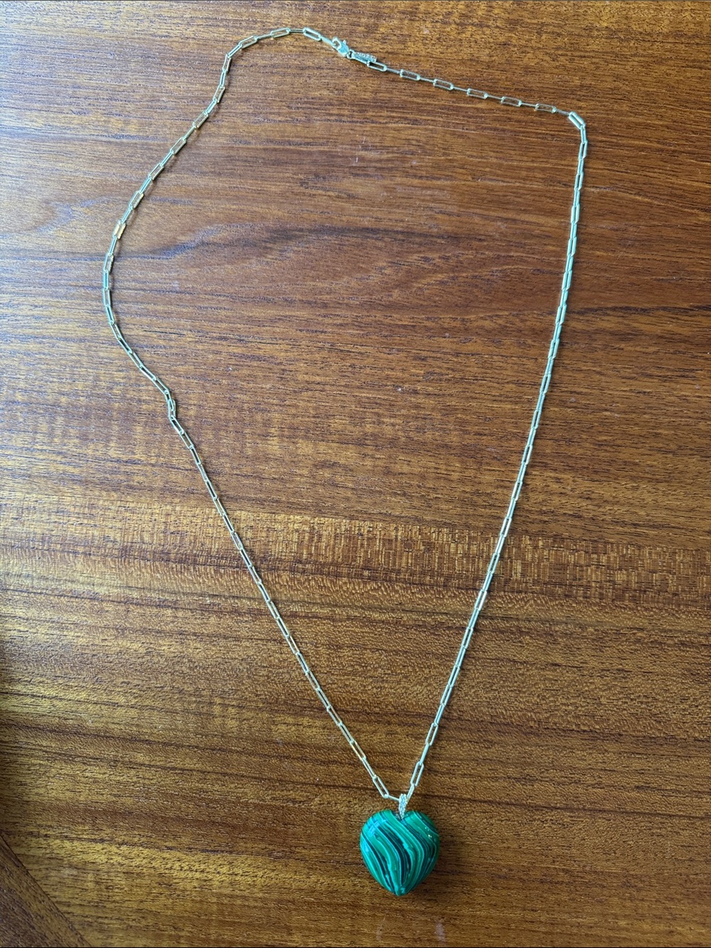 Melinda Maria - Gold-Tone Chain Necklace with Green Heart Pendant